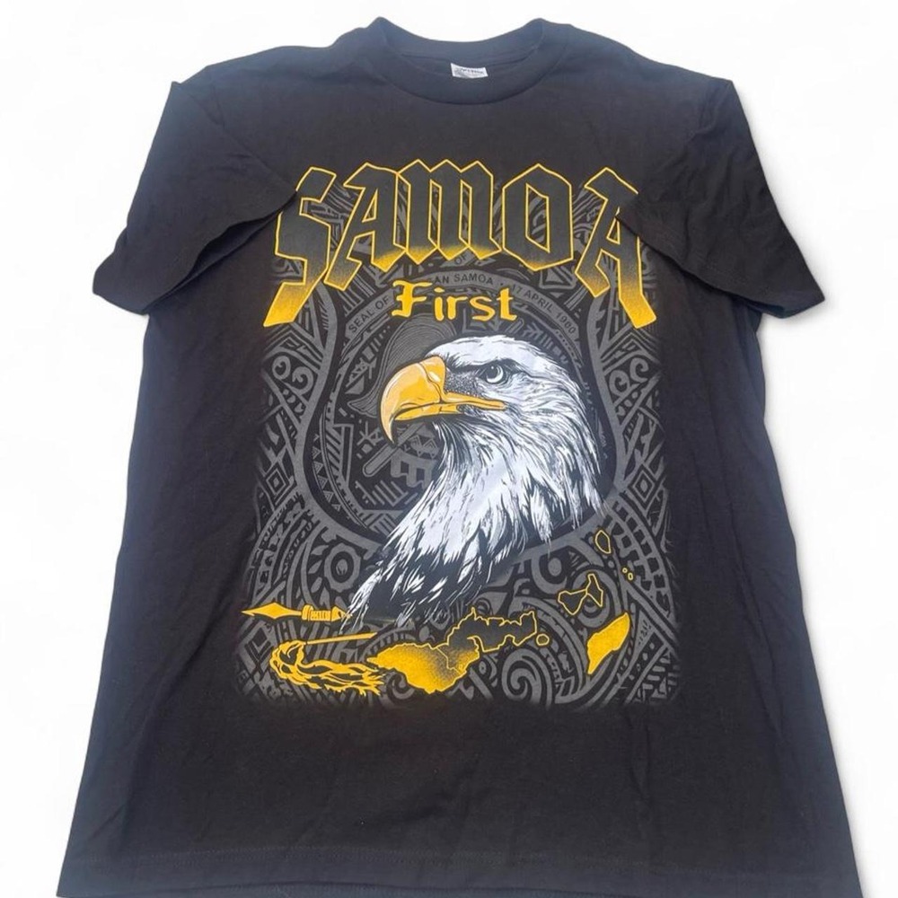 Shaka Wear Mens Samoa First Eagle Tribal Graphic T-Shirt Black Large